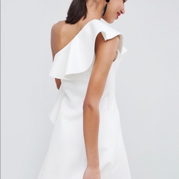 ASOS DESIGN one shoulder ruffle a-line mini dress - Picture 2 of 3